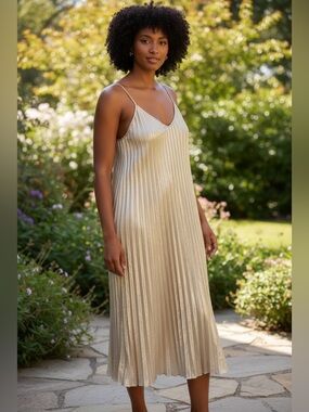 GENTLY LOVED 0x/xl Shimmery pleated Slip Dress - Women's